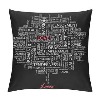 Personality  LOVE. Seamless Vector Pattern With Word Cloud. Pillow Covers