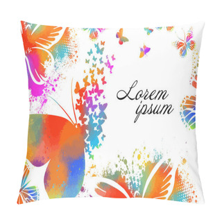 Personality  Background With Multi-colored Butterflies. Happy Wedding. Happy Valentines Day. Vector Illustration Pillow Covers