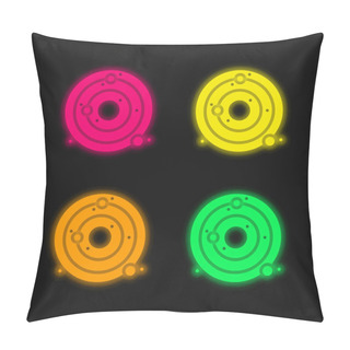 Personality  Astronomy Four Color Glowing Neon Vector Icon Pillow Covers