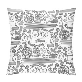 Personality  Seamless Pattern With Different Types Of Pasta Pillow Covers