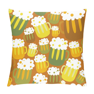 Personality  Cartoon Seamless Pattern With Beer Pillow Covers