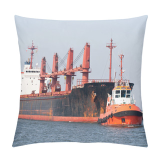 Personality  Big Ship And Tugboat Assist. Pillow Covers