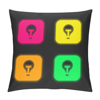 Personality  Apple Four Color Glowing Neon Vector Icon Pillow Covers