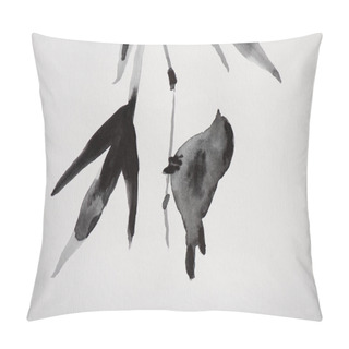 Personality  Japanese Painting With Bird On Branch On White Background Pillow Covers