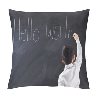 Personality  Boy Writes Text Hello World Pillow Covers