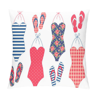 Personality  Pattern With Swimsuits And Flip-flops Pillow Covers