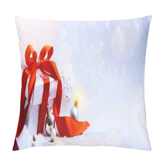 Personality  Art Christmas Gift Box And Christmas Decoration On Light Backgro Pillow Covers