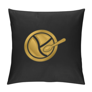 Personality  Baby Divided Plate And Spoon Gold Plated Metalic Icon Or Logo Vector Pillow Covers