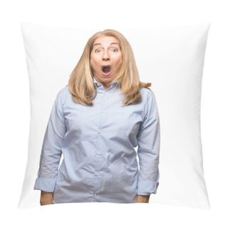 Personality  Senior Beautiful Woman With Surprised Expression Pillow Covers