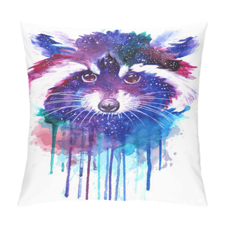 Personality  Drawing Of Watercolor Raccoon Pillow Covers