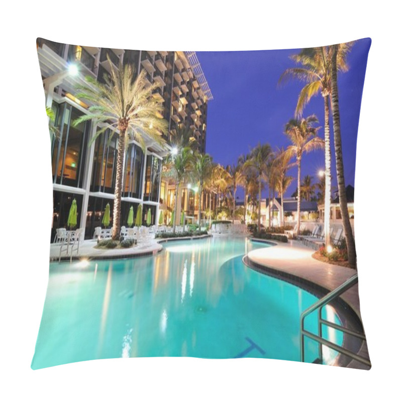 Personality  A resort swimming pool at twilight pillow covers