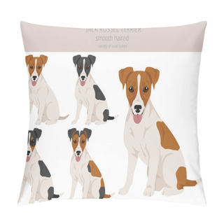 Personality  Jack Russel Terrier In Different Poses And Coat Colors. Smooth Coat And Broken Haired.  Vector Illustration Pillow Covers