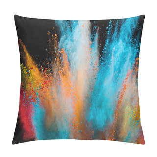 Personality  Colored Powder Explosion On Black Background. Pillow Covers