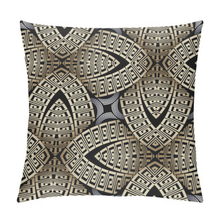 Personality  Ornate Golden  3d Greek Vector Seamless Pattern. Modern Geometric Ornamental Background. Repeat Decorative Abstract Background. Vintage Ancient Greek Key Meanders Ornament. Luxury Design. 3d Wallpaper Pillow Covers