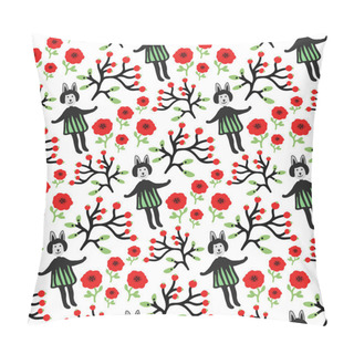 Personality  Bunny And Flowers Seamless Pattern Pillow Covers