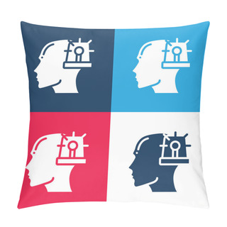 Personality  Anxiety Blue And Red Four Color Minimal Icon Set Pillow Covers
