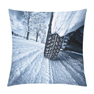Personality  Car Tires On Winter Road Pillow Covers