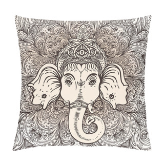 Personality  Hindu Lord Ganesha Over Ornate Mandala Pattern. Vector Illustrat Pillow Covers