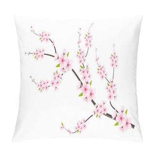Personality  Vector Cherry Blossom Branch With Sakura Flower.cherry Blossom  With Cherry Bud And Pink Sakura Flower Pillow Covers