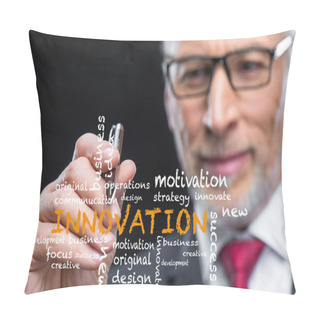 Personality  Businessman Writing On Virtual Screen Pillow Covers
