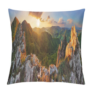 Personality  Panorama Mountain Landscape At Sunset, Slovakia, Vrsatec Pillow Covers