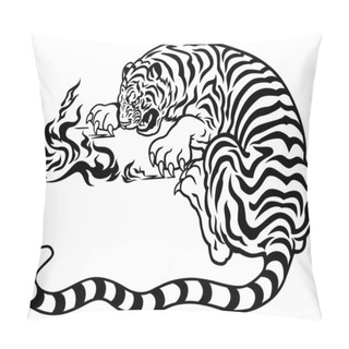 Personality  Tiger With Fire Black White Pillow Covers