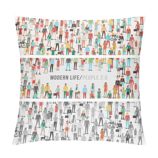 Personality  Crowd Of People Banners Set Pillow Covers