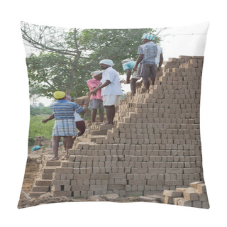 Personality  Scenes Of Rural Life In India Pillow Covers