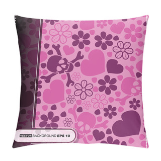 Personality  Card With Colorful Skulls And Hearts Pillow Covers