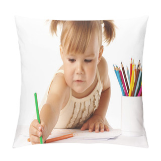 Personality  Cute Child Draw With Crayons Pillow Covers
