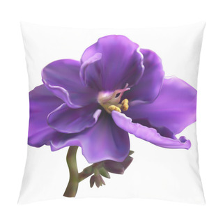 Personality  African Violet Flower, With Stalk And Buds, Mesh Illustration Pillow Covers