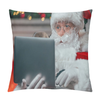 Personality  Santa Claus Using Laptop Pillow Covers