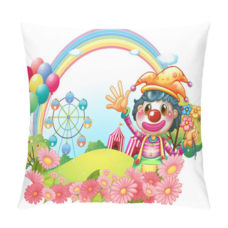 Personality  A Female Clown Waving Her Hands Near The Garden Pillow Covers