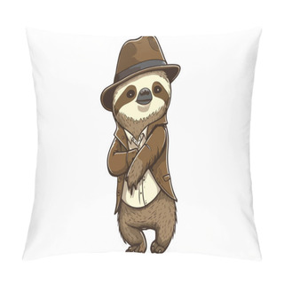 Personality  Sloth Wears A Hat Vector Illustration Pillow Covers