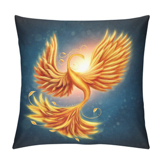 Personality  Magic Firebird On Blue Pillow Covers