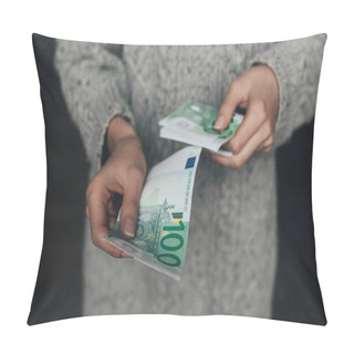 Personality  Woman With Euro Banknotes Pillow Covers