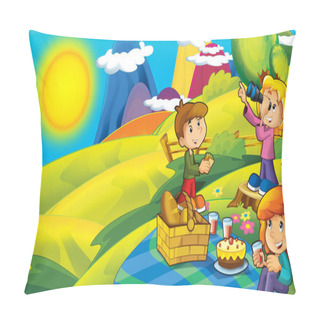 Personality  Cartoon Autumn Nature Background In The Mountains With Space For Text - Illustration For Children Pillow Covers