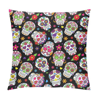 Personality  Day Of The Dead Sugar Skull Seamless Vector Background Pillow Covers