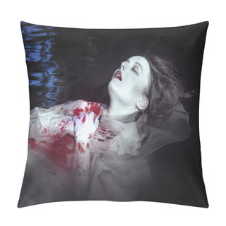 Personality  Young Beautiful Drowned Woman In Bloody Dress  Pillow Covers