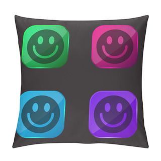 Personality  Big Smiley Face Four Color Glass Button Icon Pillow Covers