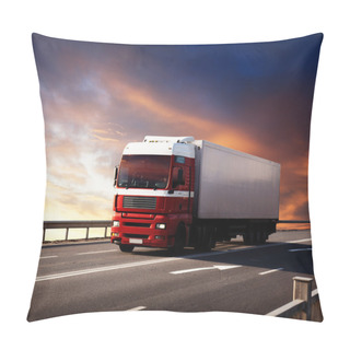 Personality  Truck On Highway And Sunset Pillow Covers