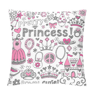 Personality  Princess Tiara Sketchy Notebook Doodles Vector Set Pillow Covers