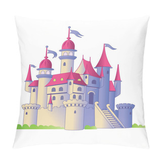 Personality  Fairy Tale Castle On A White Background. Illustration Of A Child. Vector Pillow Covers