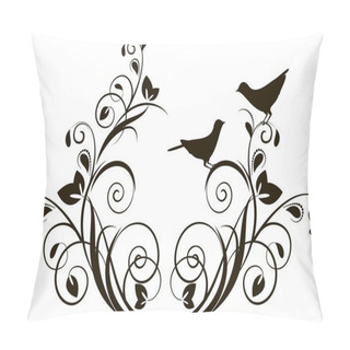 Personality  Decorative Branch With Birds- Element For Design In Vintage Style Pillow Covers