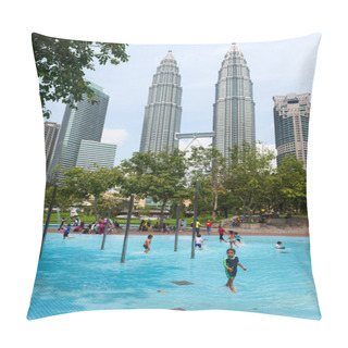 Personality  Children At A Pool In Kuala Lumpur Swimming In The Cool Water Wi Pillow Covers