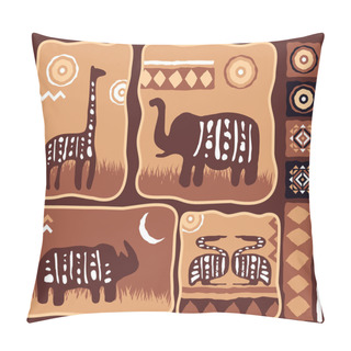 Personality  Set Of African Animals Illustration With Bullets In Authentic Style Pillow Covers