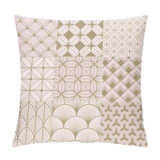 Personality  Seamless Gold And Pink Geometric Pattern Pillow Covers