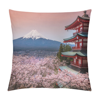 Personality  Chureito Pagoda With Sakura & Beautiful Mt.fuji View Pillow Covers