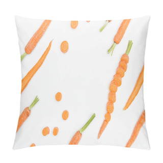 Personality  Top View Of Carrot Slices, Whole And Cut Carrots Isolated On White Pillow Covers