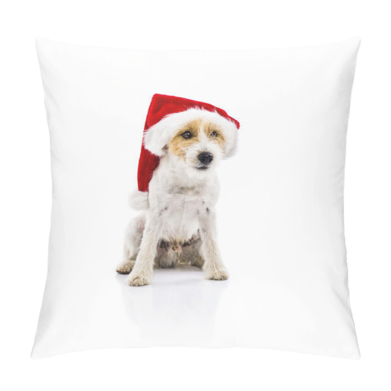 Personality  Russell terrier dog in santa hat pillow covers